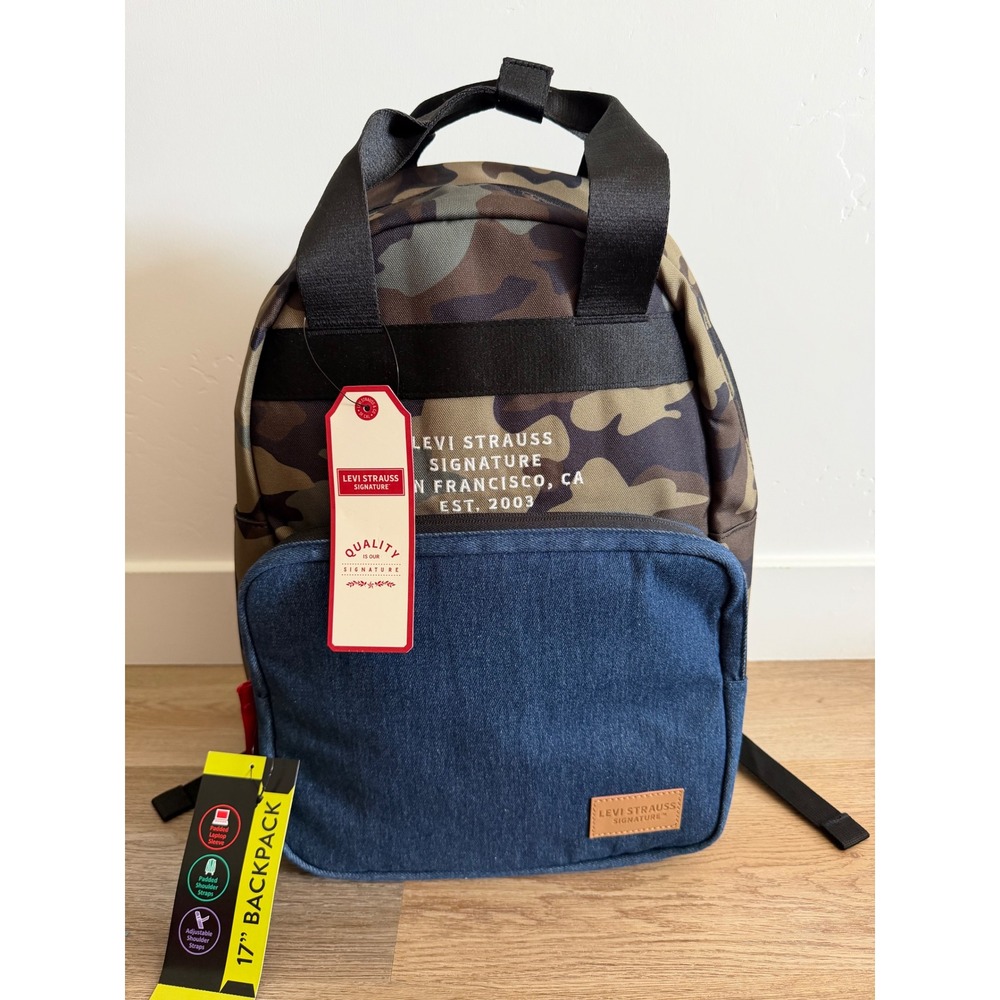 Kids Levi Strauss Signature 17 Inch Backpack Camo Denim